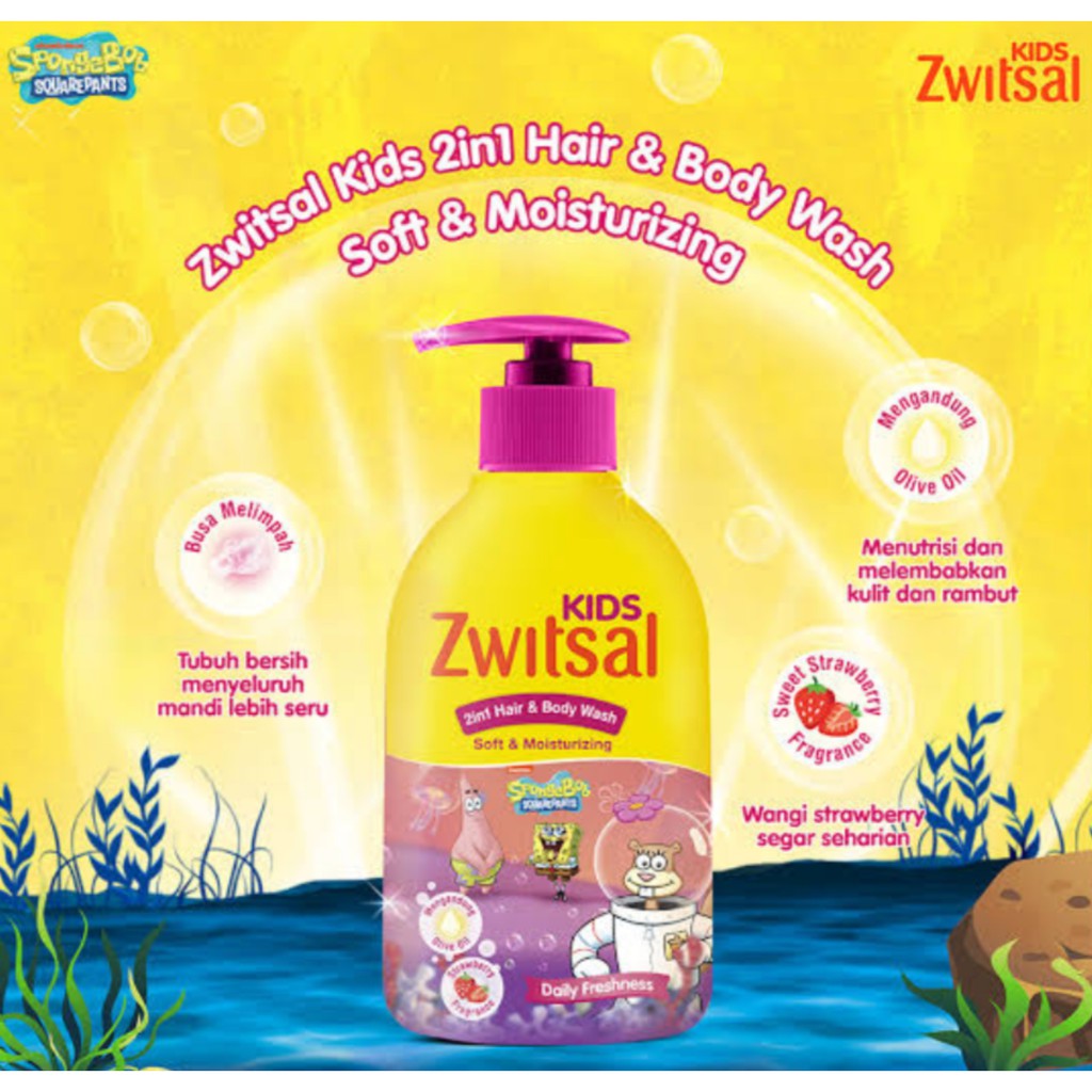 Zwitsal kids hair &amp; body wash pump 280ml