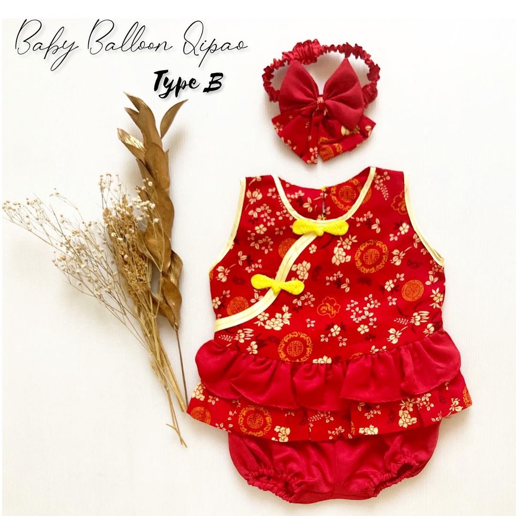 BABY BALLOON QIPAO CHEONGSAM DRess baju imlek sincia pesta sangjit bayi anak perempuan cewek Terlaris Murah