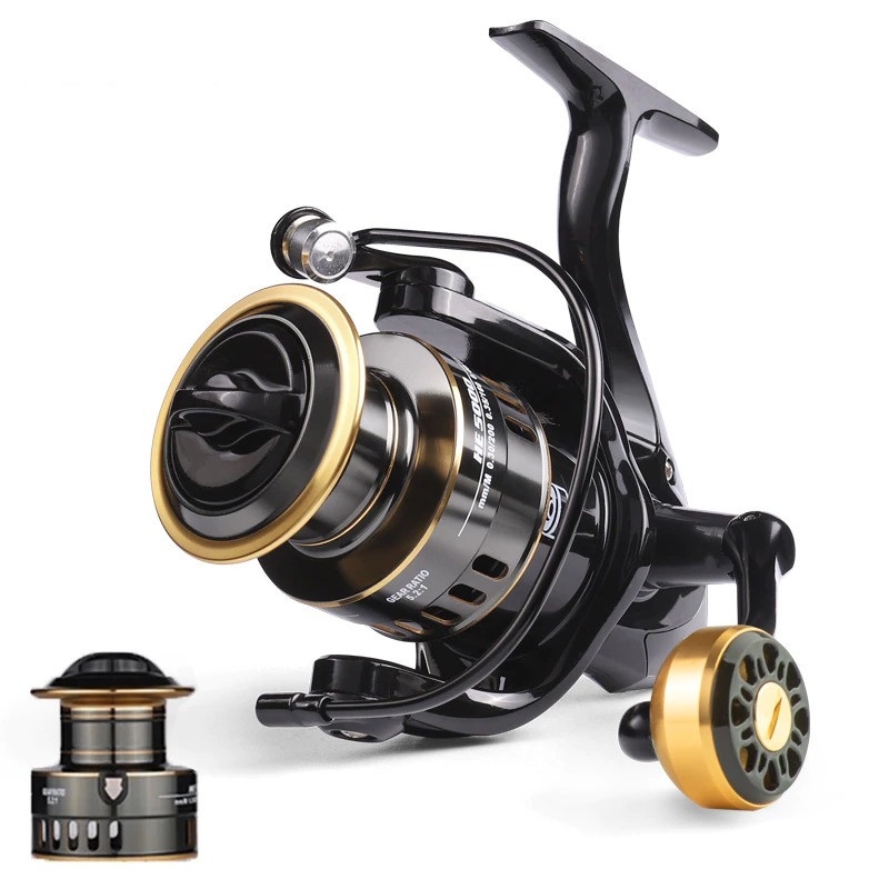 HE3000 Series Reel Pancing Fishing Reel 5.2:1 Gear Ratio 10Kg - Black