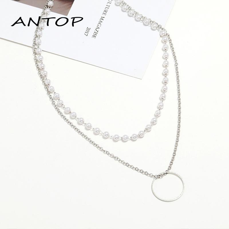 Set Kalung Choker Rantai Mutiara Imitasi Multilayer Untuk Wanita