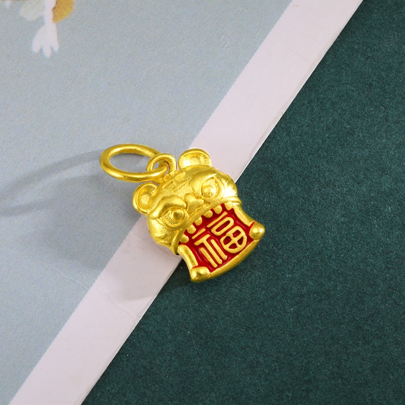 Kalung Emas Emas Asli Kadar 375Liontin Zodiak Harimau Gaya Korea Untuk Pria Dan Wanita