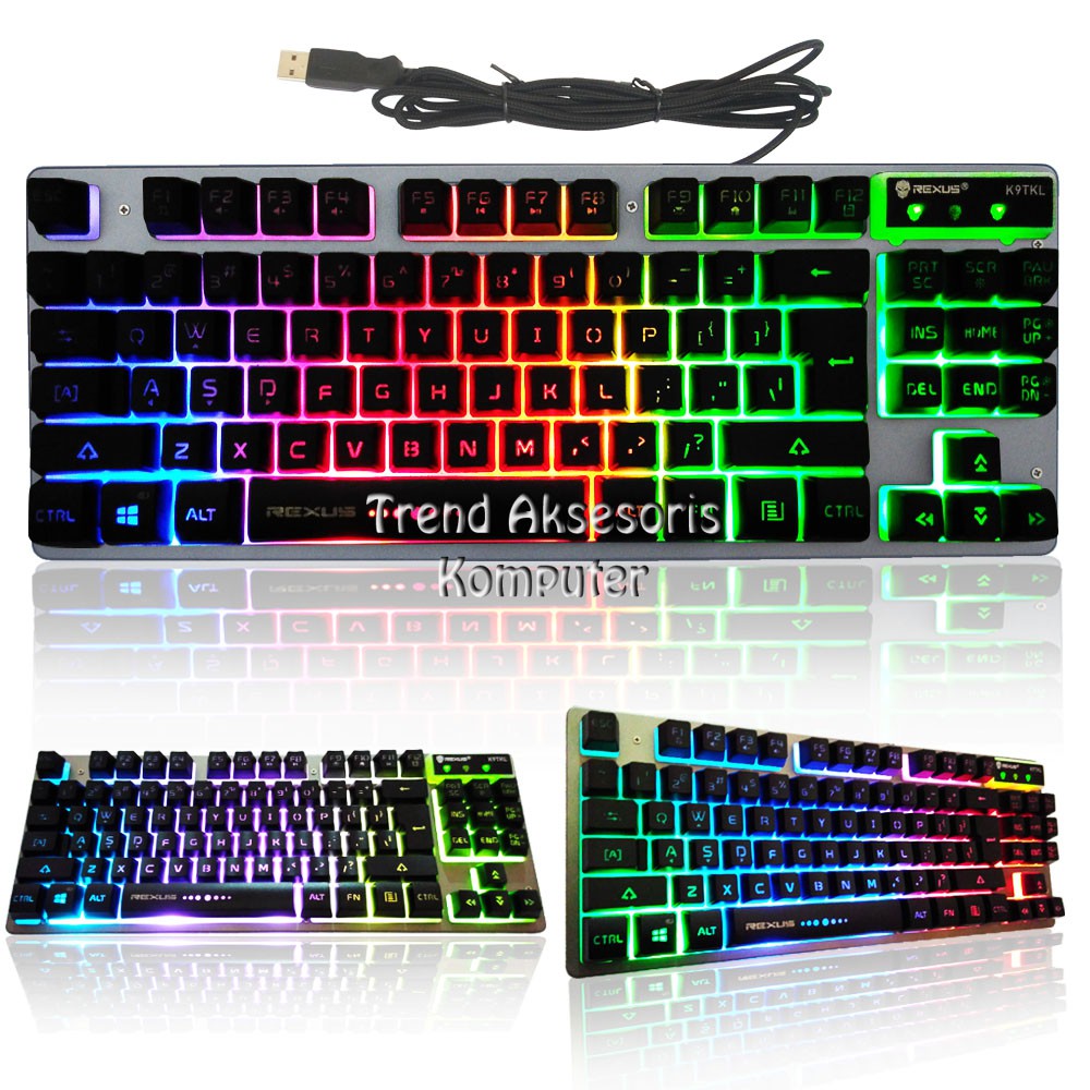 Trend-Rexus K9TKL Keyboard Gaming USB Battlefire + 3 Colors Rainbow Backlight - Silver