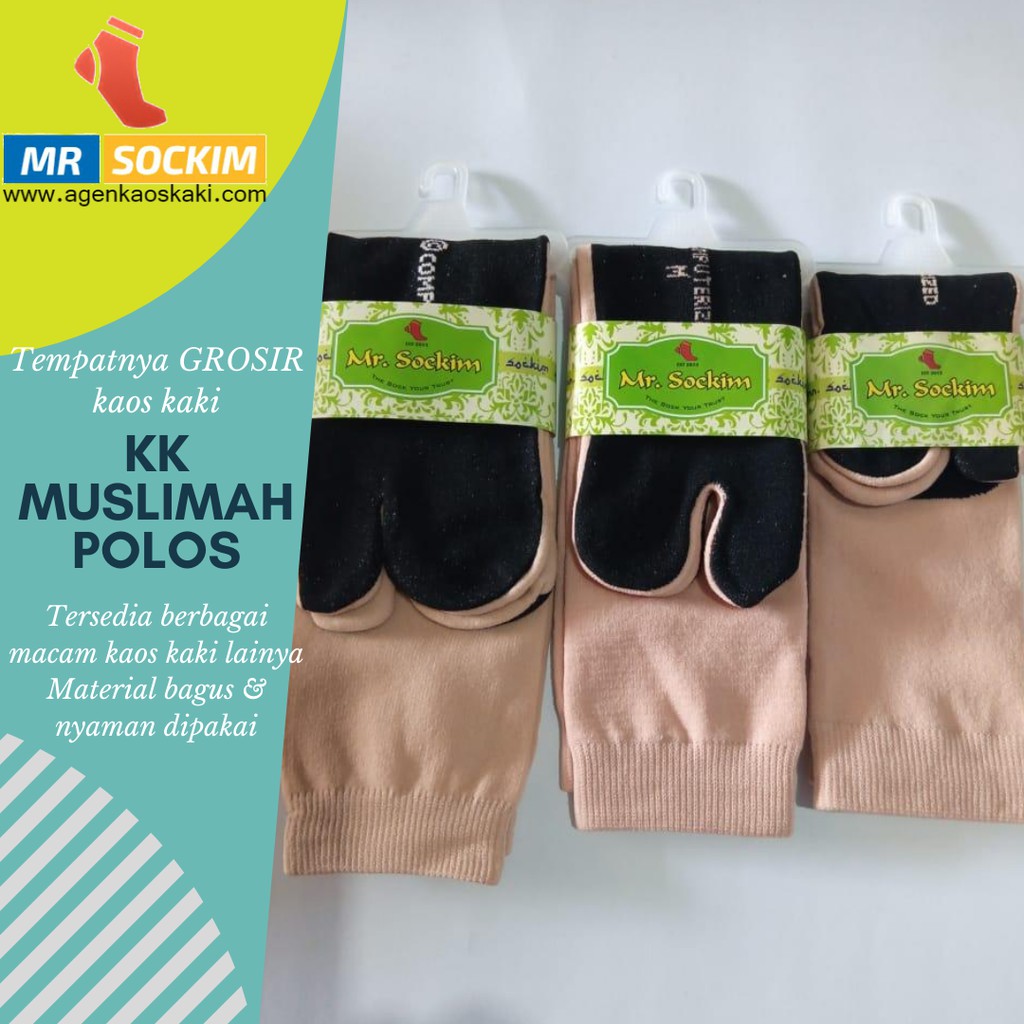 Kaos kaki Muslimah Jempol Polos bahan Nylon Spandek Pendek Panjang