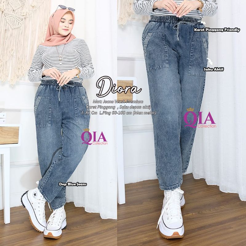 Diora pant by Qia ory/celana panjang wanita/celana kekinian/celana jeans premium/baggy pants terbaru