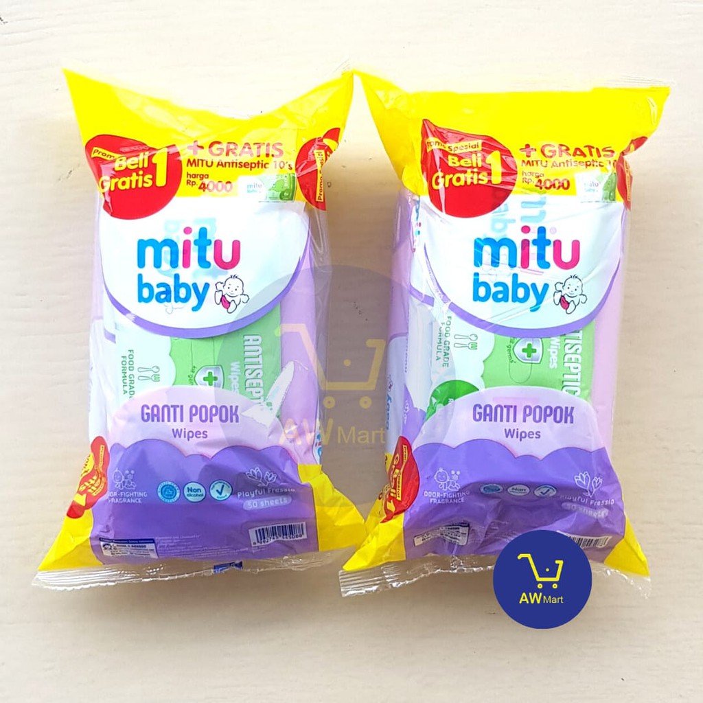 [BUY 1 + GET 1] MITU TISSUE / TISU BASAH BAYI - WIPES BABY 50 SHEET 50'S  - Fresh And Clean wipes