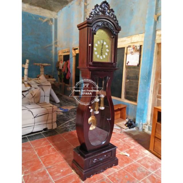 Jam Berdiri Ukir/ Lemari Jam Kayu Jati/ Jam Masjid Pajangan Khas Jepara