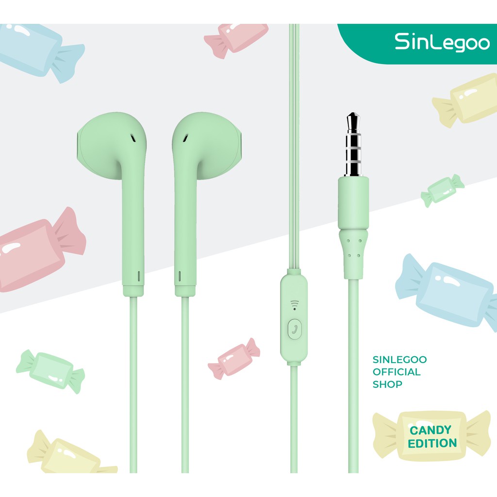 Sinlegoo Earphone In Ear EP-2 Candy Edition Mega Bass In Ear Clear Sound Pastel Earphone