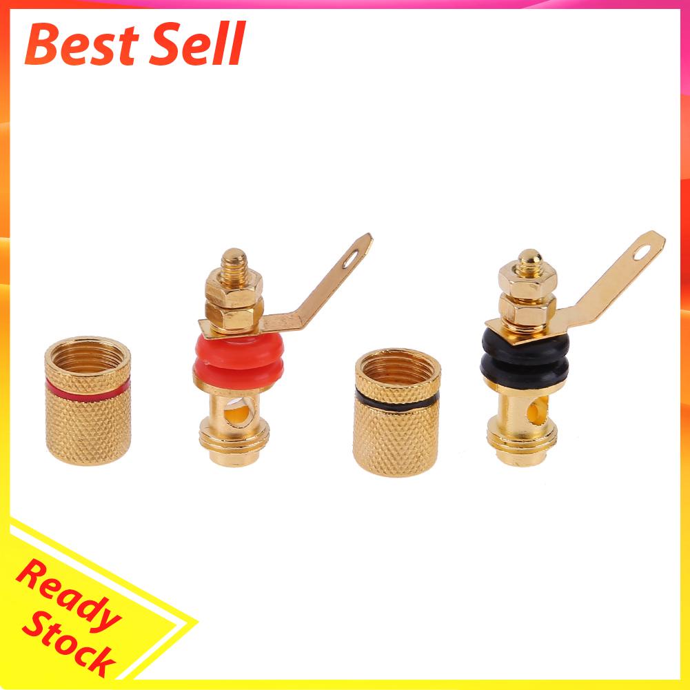 2pcs Terminal Binding Post Speaker Lapis Emas Ukuran 4mm Untuk Banana Plug