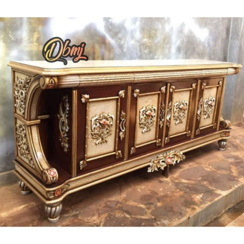 BUFET TV JATI UKIR MODERN, MEJA TV JATI PILIHAN UKIR MEWAH BERKUALITAS