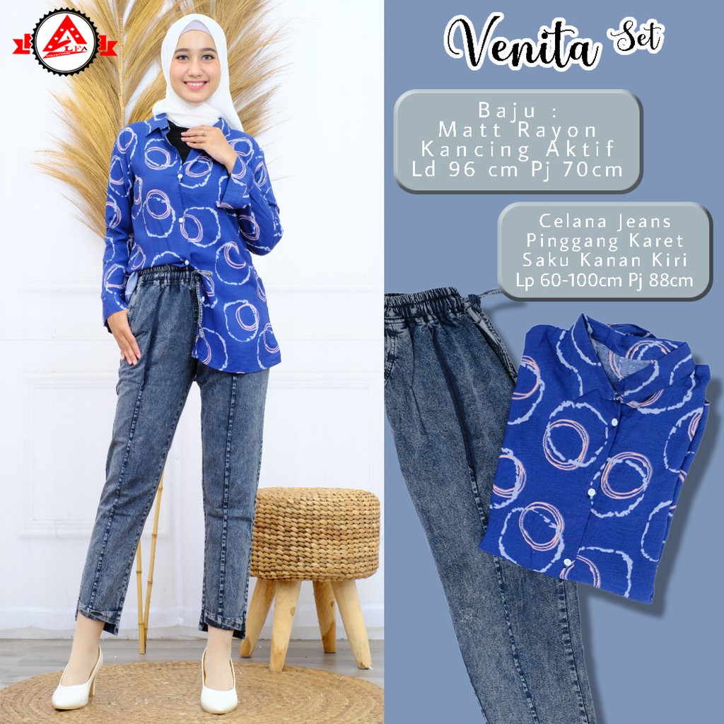 Setelan Wanita Rayon Celana Jeans | Venita Set Setelan Wanita Dewasa
