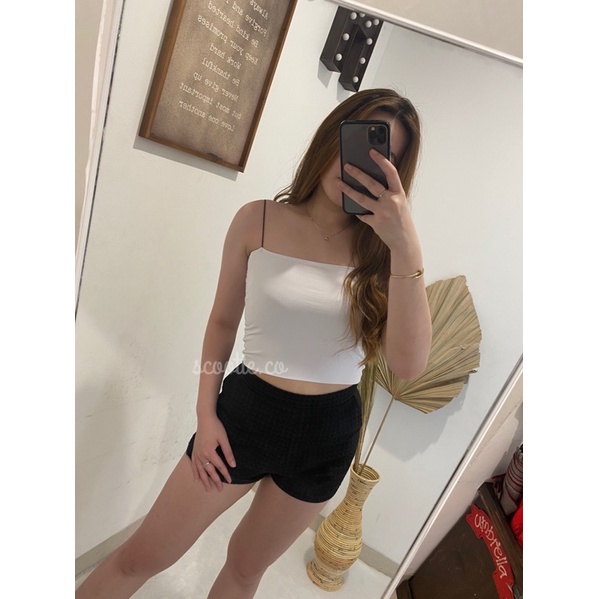 (COD) TankTop Spagetti | Tanktop Polos Tali Spaghetti Square Crop | Tanktop Wanita / Jersey Premium-1