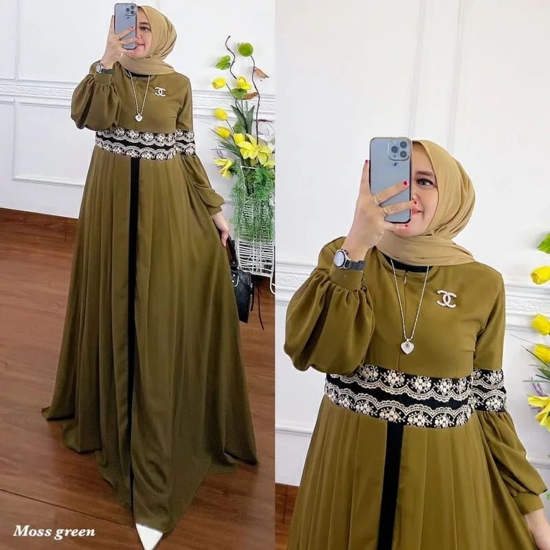 GAMIS TERBARU ALIKA DRESS BAHAN CERUTY BABYDOLL FULL FURING APLIKASI RENDA GAMIS CERUTY WANITA TERBARU 2023 KEKINIAN / MAXY DRESS JUMBO / DRESS CERUTY FASHION MUSLIM