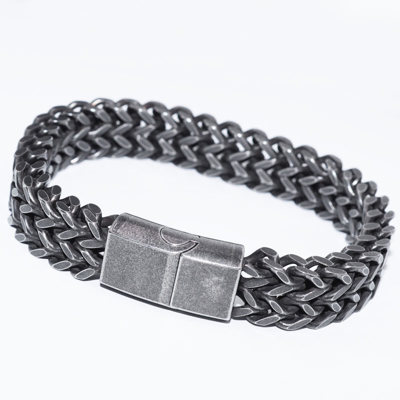 Gelang Magnetik Bahan Stainless Steel Gaya Retro Untuk Pria