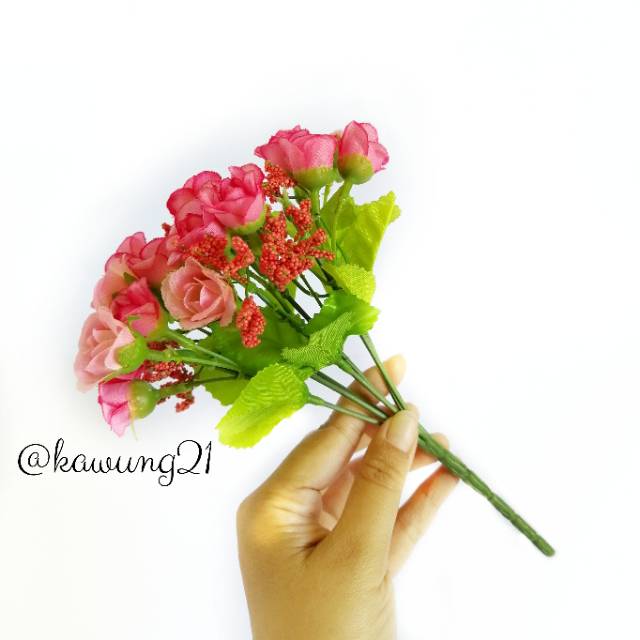 Bunga Mawar Kecil Artifisial Tanaman Hias Plastik Rose Flower AF10