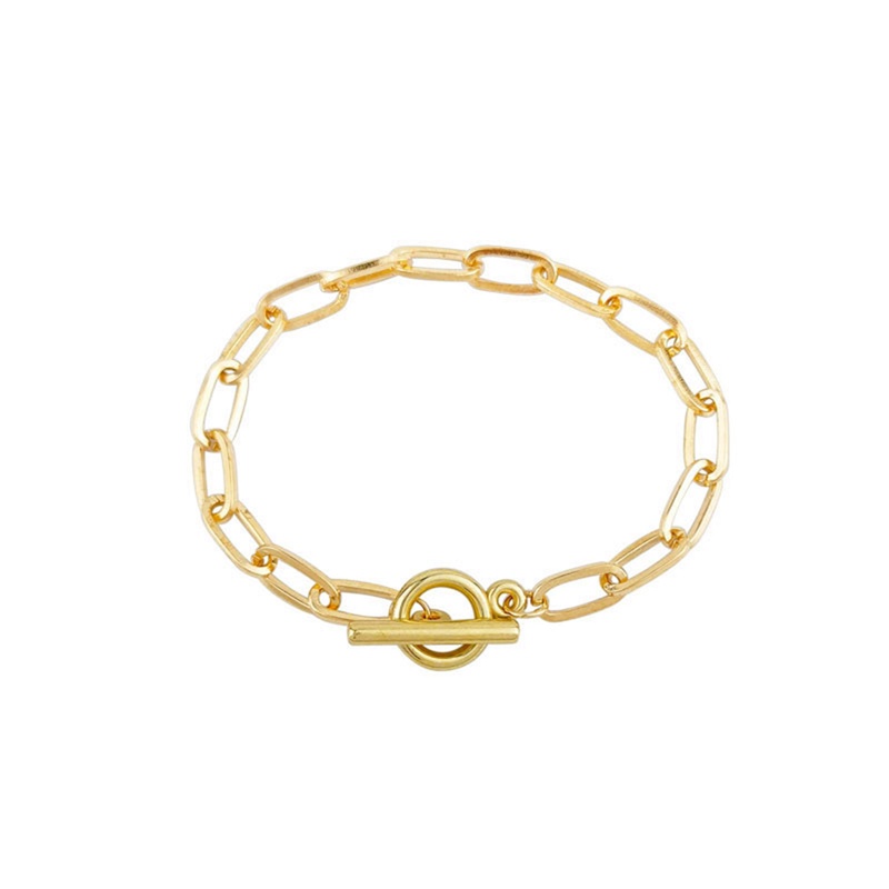 Gelang Tangan Rantai Lapis Emas 18K Bentuk U Adjustable Hypoallergenic Untuk Wanita