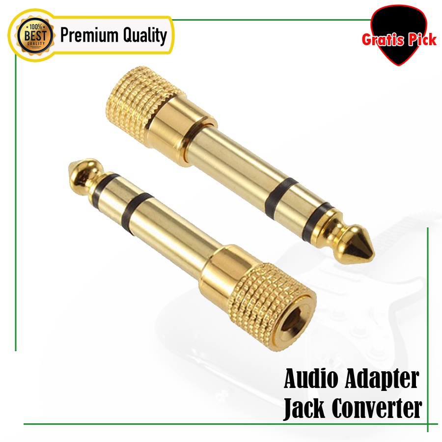 Converter Audio Jack, Adapter Aux 3.5mm ke 6.5mm Gold High Quality