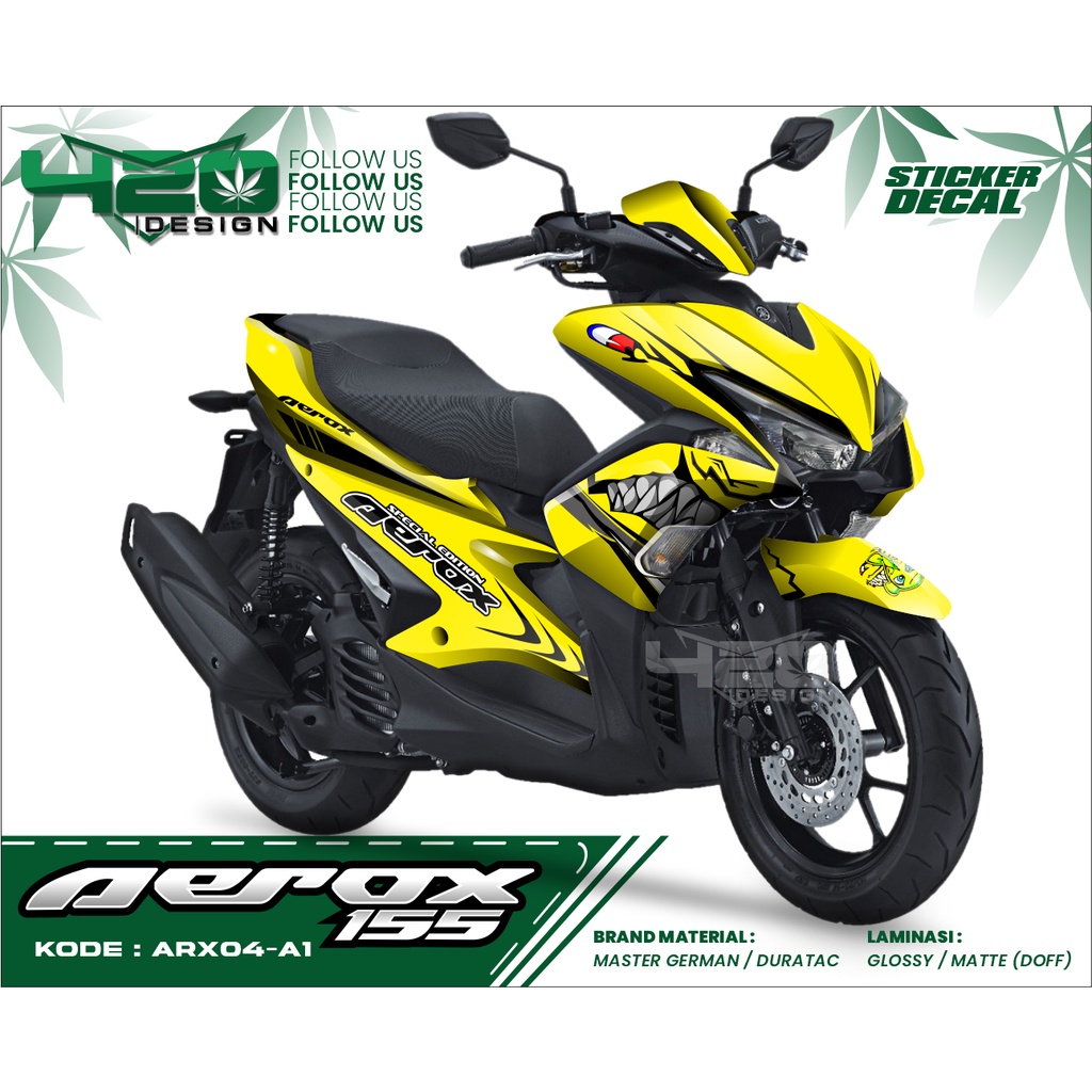 Aksesoris Decal Stiker Yamaha Aerox 155 Variasi Kuning - Sticker Fullbody Yamaha Aerox Custom Desain
