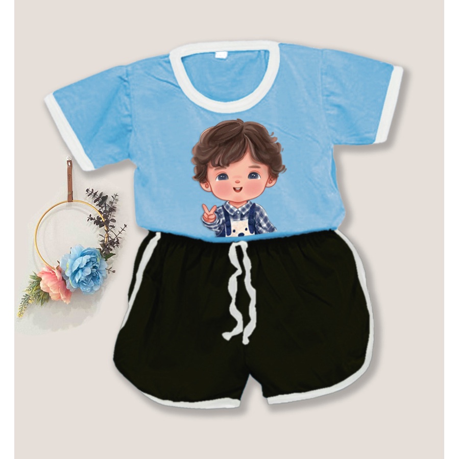 Rillo-Setelan baju playset anak combi laki-laki / setelan anak kombinasi usia 1-5tahun