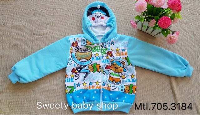 Jaket bayi topi telinga binatang full print 6-12m lucu murah / mantel bayi sapi jerapah kelinci