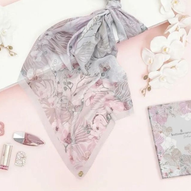 Buttonscarves x Sarah Sofyan Orchide : Extended Series Voal Square Pearl