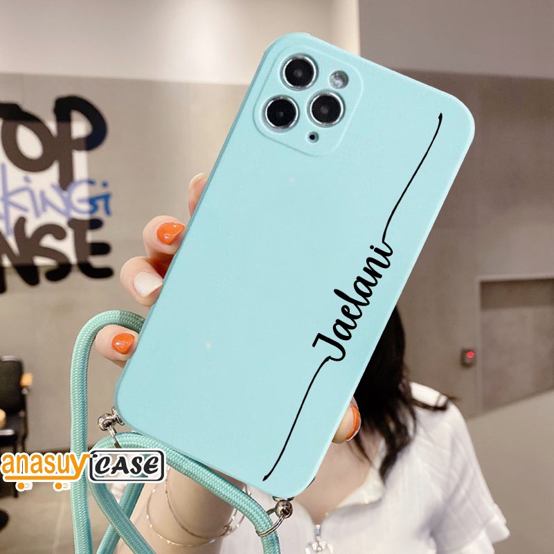 Softcase Macaron Tali + Nama OPPO A15 A1k A5/A9 2020 A39 A5S A71 A52 A92 A54 Reno 4f Y30 A31 | COD-4