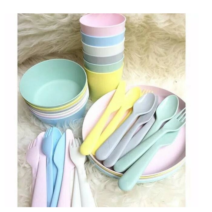 Jual Rose Kitchen Ikea Set Peralatan Makan Plastik Piring Mangkok Gelas Ikea Kalas Set 2772