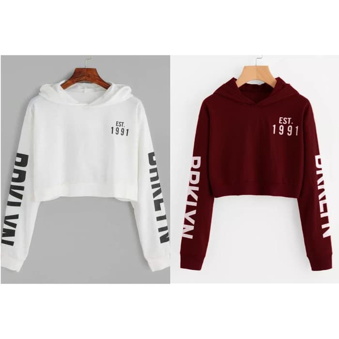 Flash Jaket Wanita / Sweater -- GOCER SWEATER CROP HOODIE WANITA BRKLYN ThevaShop