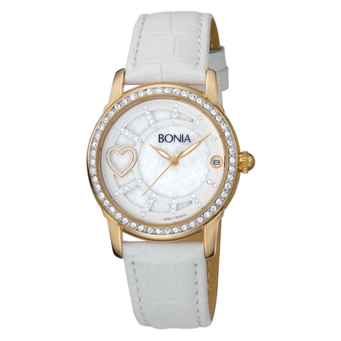 Bonia B10014-2259S Jam Tangan Wanita - White Gold Swarovski Analog