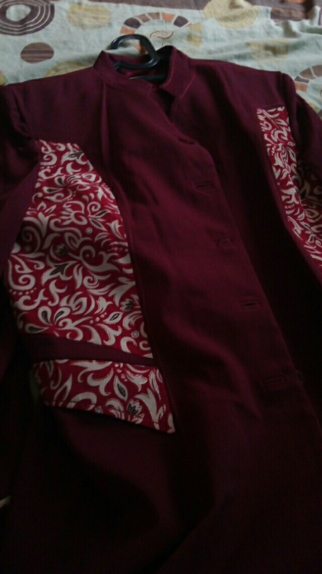 New Batik Blazer Merah Marun Baju Kerja Kantor Wanita Bank Guru Dosen Jas Formal Cantik