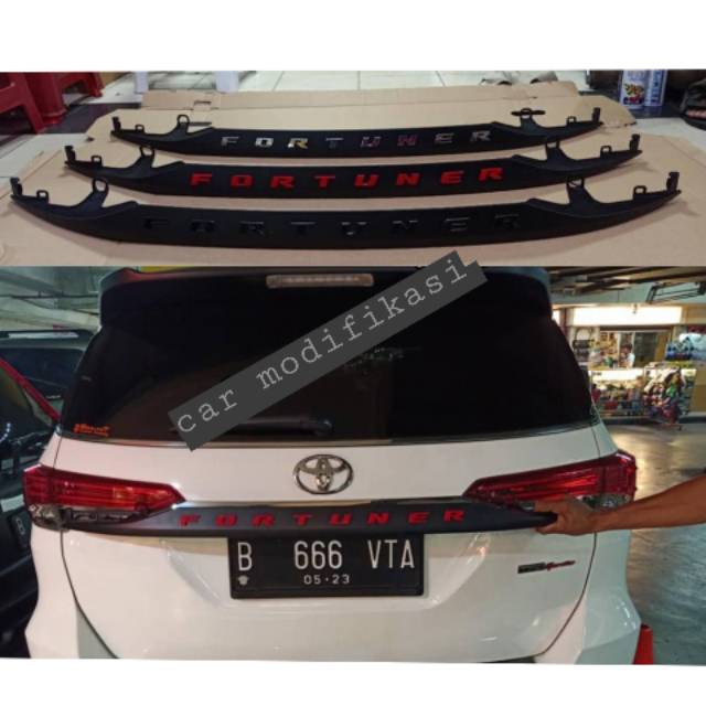 Trunklid all new Fortuner Original Toyota hitam doff kombinasi tulisan Fortuner merah hitam chrome