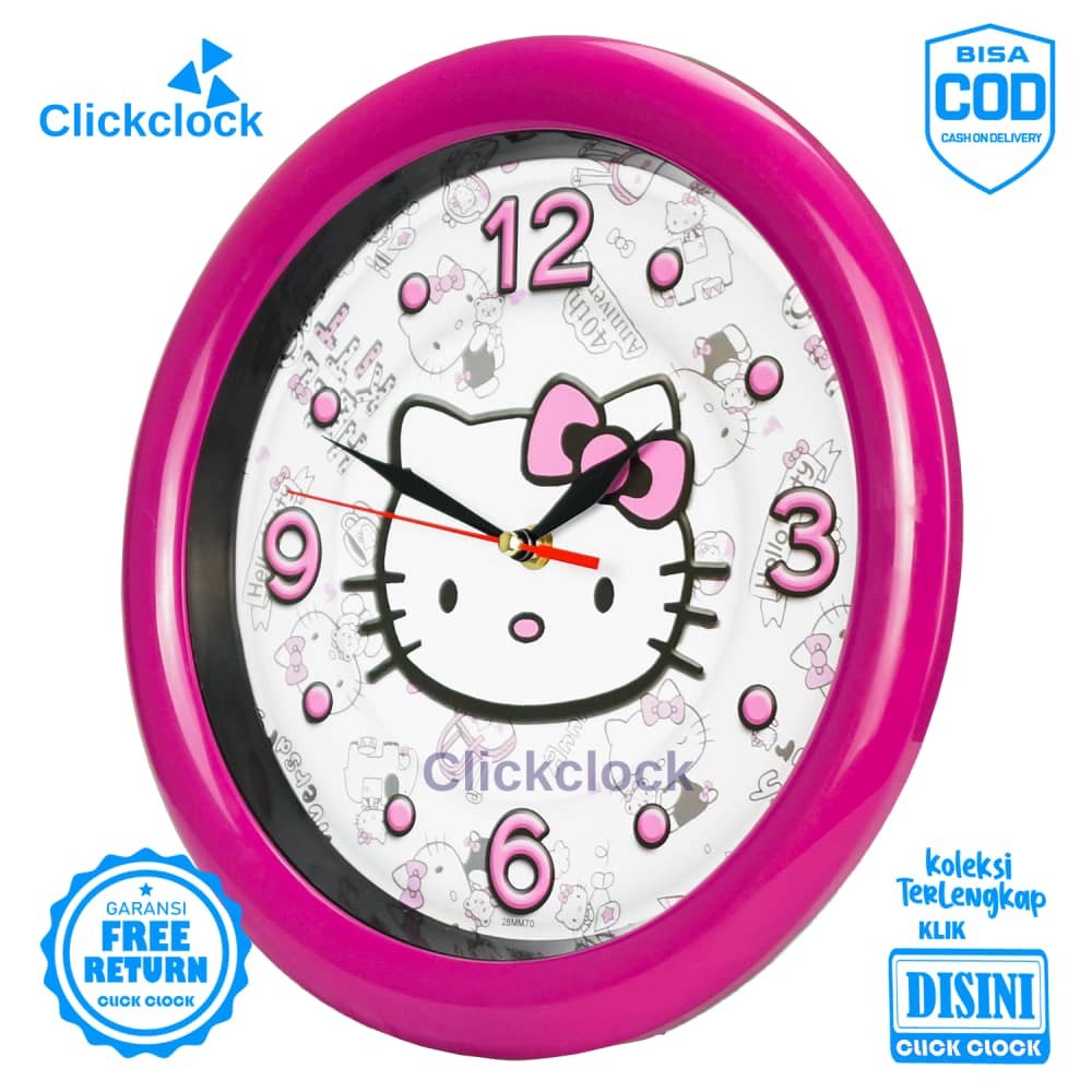 Jam Dinding Analog Karakter Anak Hellokitty Alari 2829MM70 Besar Murah