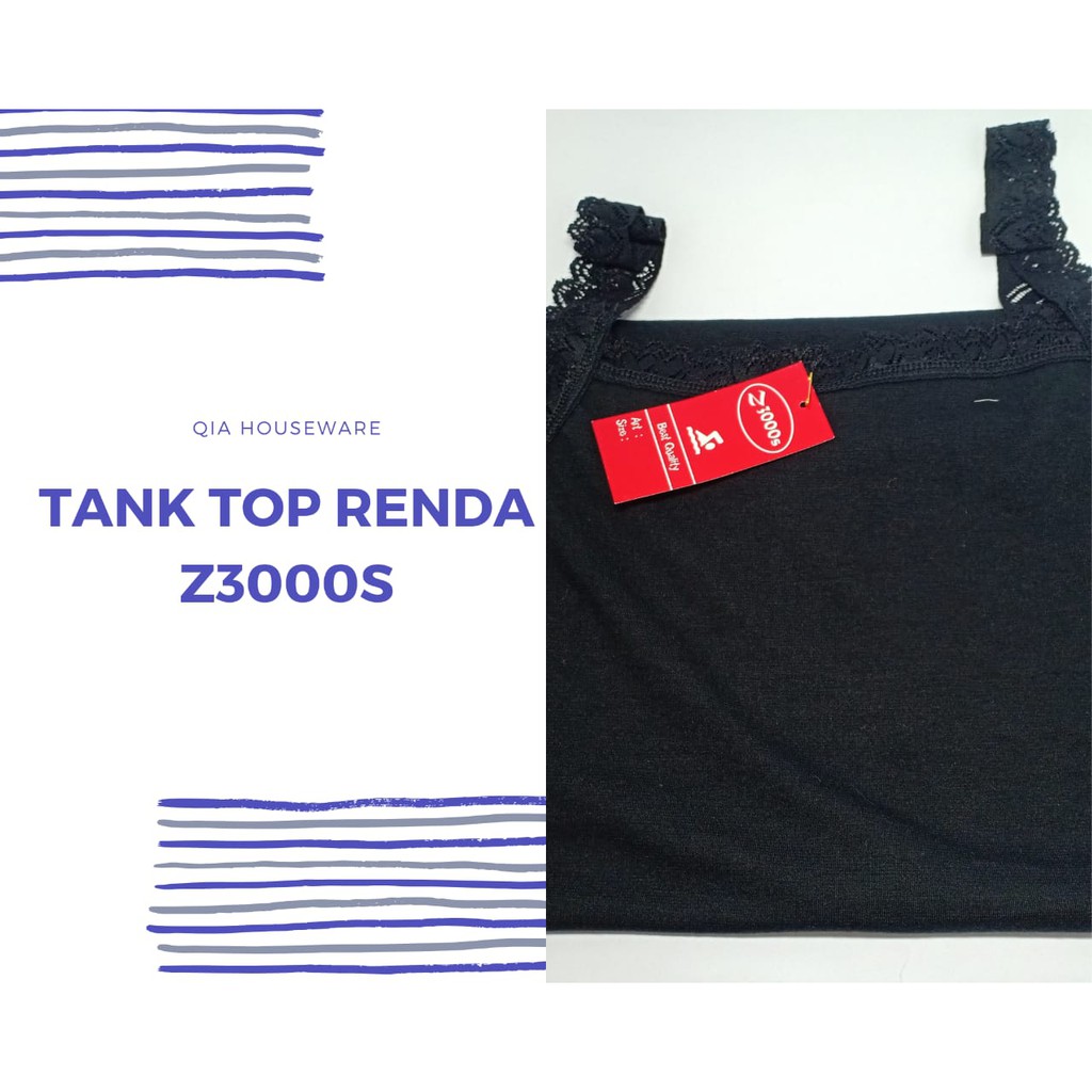 Tank Top Wanita Dewasa Warna Hitam dan Putih Tali Renda Merk Z3000s Murah Meriah