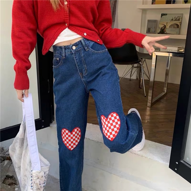 JEANS IMPORT CULLOTE WANITA KULOT DENIM LOVE HIGHWAIST CHECKER HW CELANA MX883