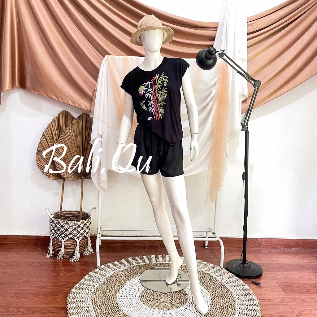 Baju Atasan Kaos Bambu Bali XL Kain Halus-HITAM