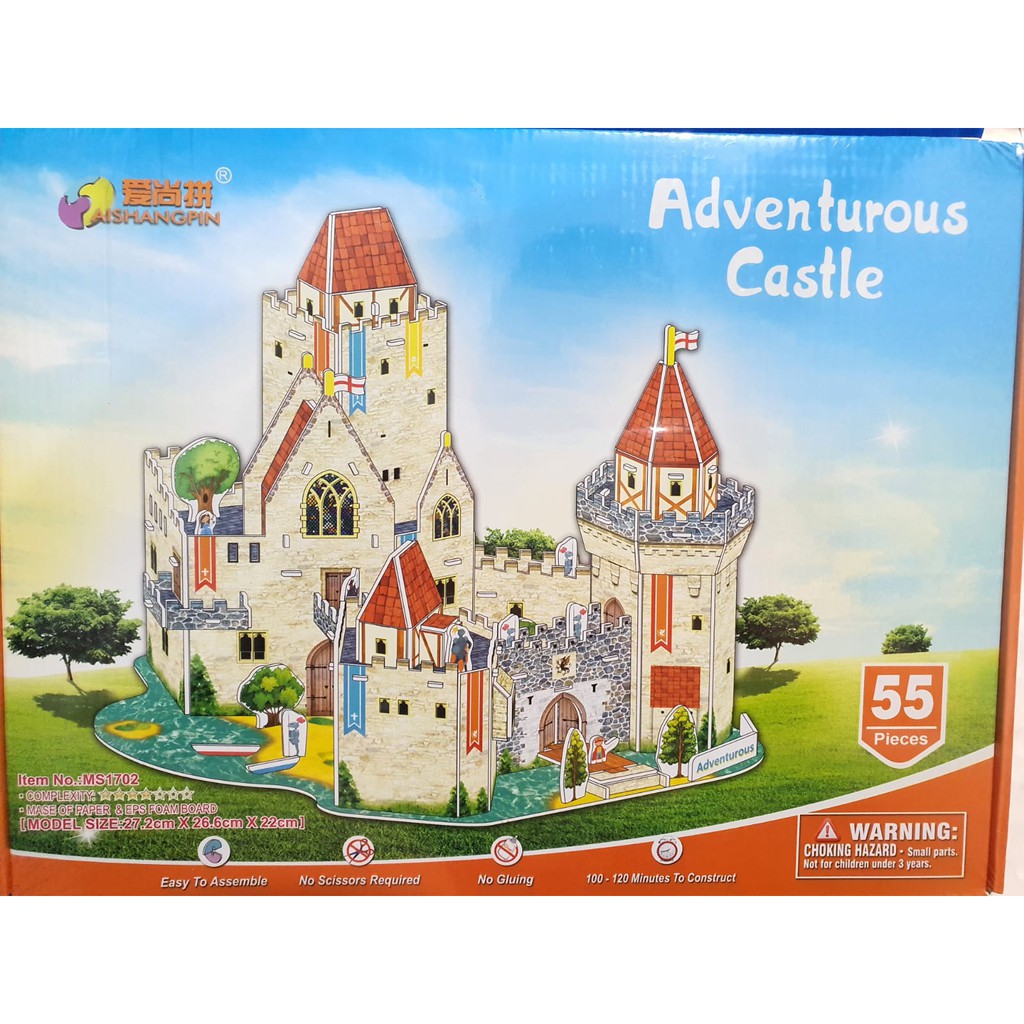 Puzzle 3D Ekslusif Castle Paradise Bahan Foam Dan Paper Education ( Adventurous Castle )