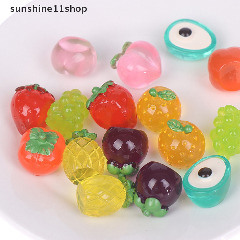 (SHO) 5pcs / Set Mainan Miniatur Buah / Makanan Bahan Resin Skala 1: 12 Untuk Aksesoris Rumah Boneka