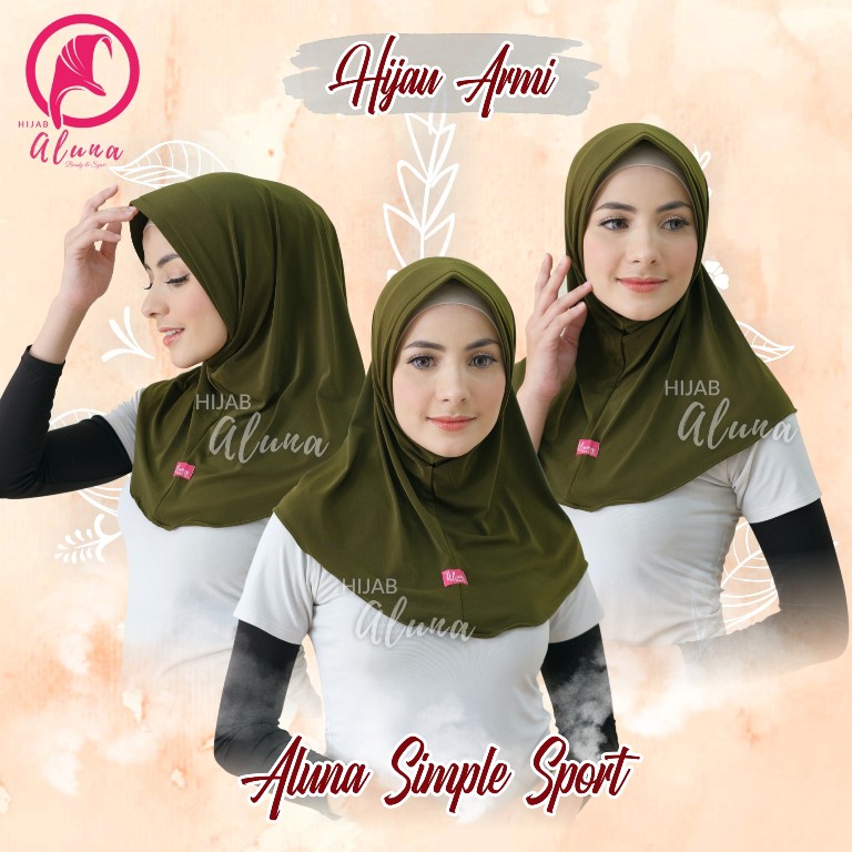 Instant Simple Sport By Hijab Aluna Official | Kerudung | Jilbab | Hijab | Hijab Instan | Jilbab Instan | Jersey Stella-Army