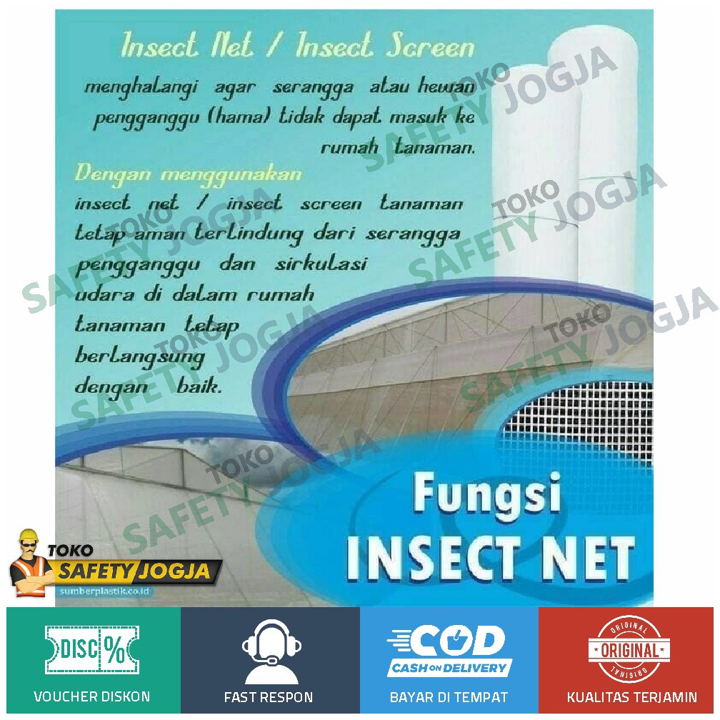 JARING NYAMUK KASA INSECT SCREEN NET PUTIH MESH 50 ECERAN LEBAR 1M