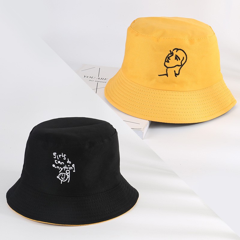 Topi bucket hat Bordir Orang / Bucket Bordir Fisherman Orang / Arshila_fashion