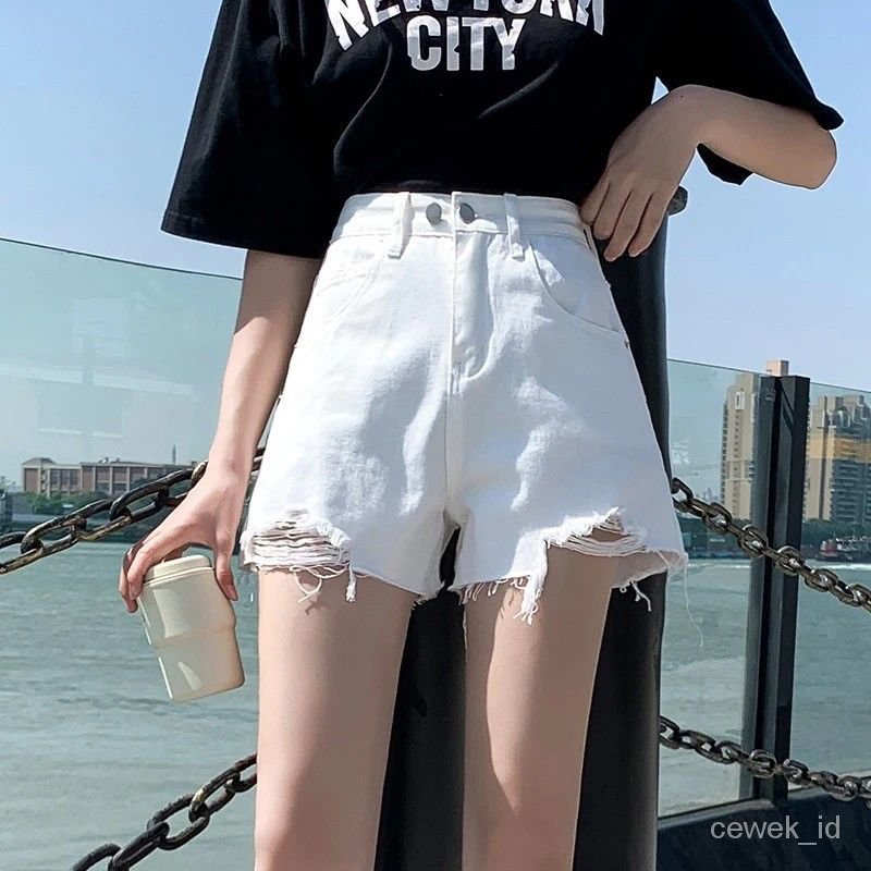 CEWEK_ID Hot pants celana pendek jumbo celana jins wanita kekinian highwaist pants celana pendek cewek short pants ripped jeans ootd