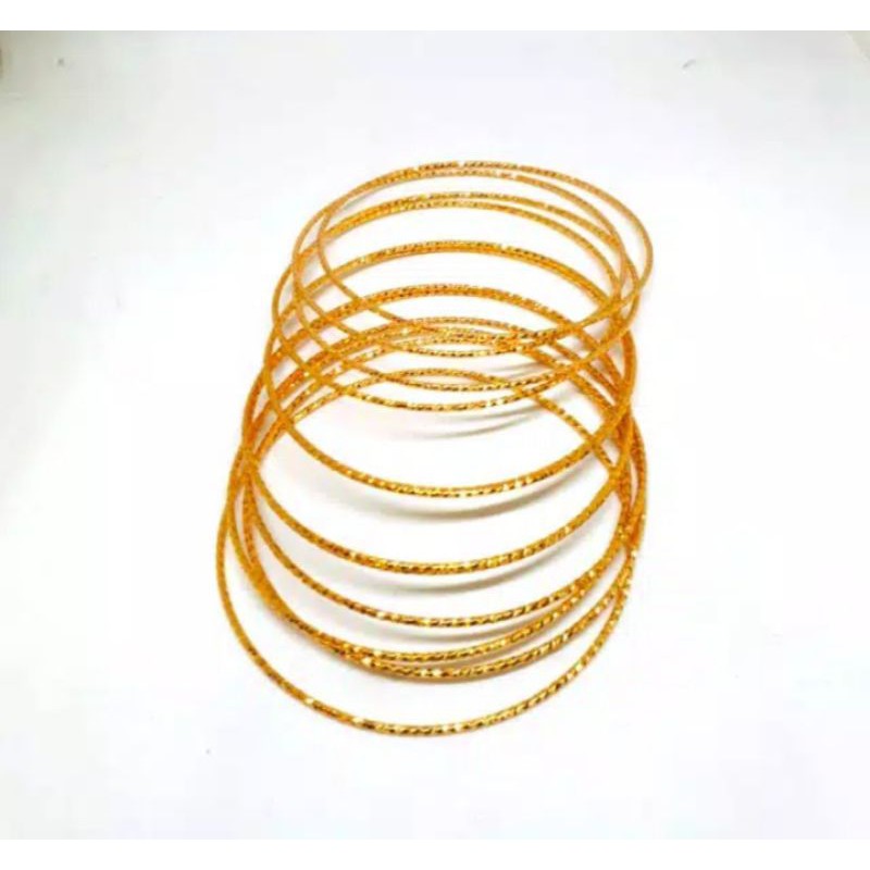 gelang tangan keroncong ukir isi 12 pcs ukuran sedeng