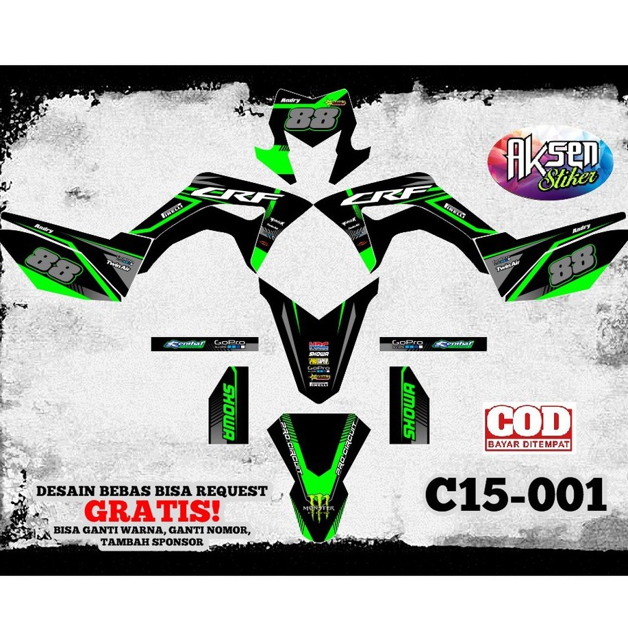 Sticker Decal Motor KLX CRF Full Body Bisa Custom Nama Stiker KLX Murah High Quality