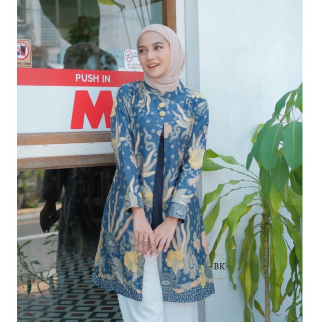 Batik Alina Tunik Batik Baju Batik Wanita Modern Atasan Batik Kerja Wanita Blouse Batik Kantor Seragam M L XL XXL