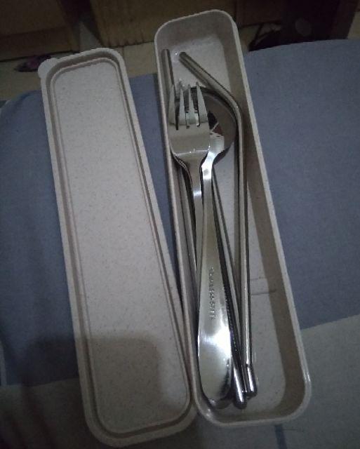 Sedotan Stainless & Set Alat Makan Garpu Sendok Sumpit