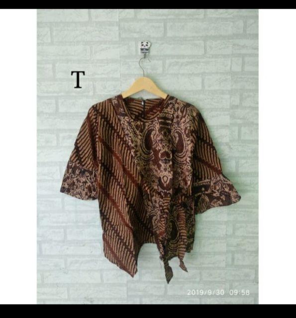 Blouse Batik Kombinasi Embos Size M L Xl Xxl Xxxl L5
