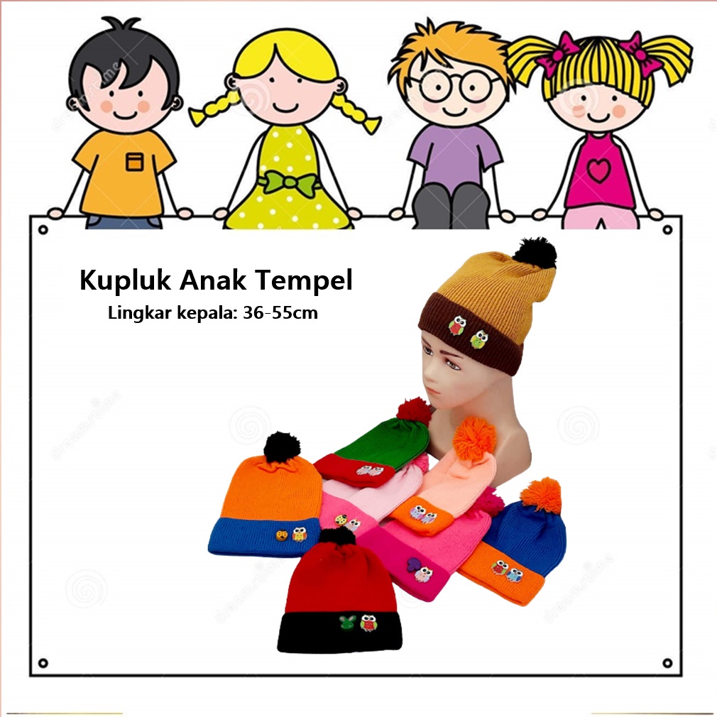 Kupluk Anak/Beanie Hat/Topi Beni Tempel Lingkar 36-55cm