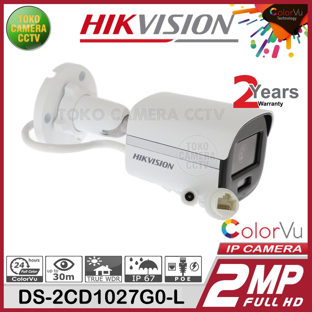 IP CAMERA 2MP HIKVISION DS-2CD1027G0-L IP KAMERA COLORVU CCTV POE