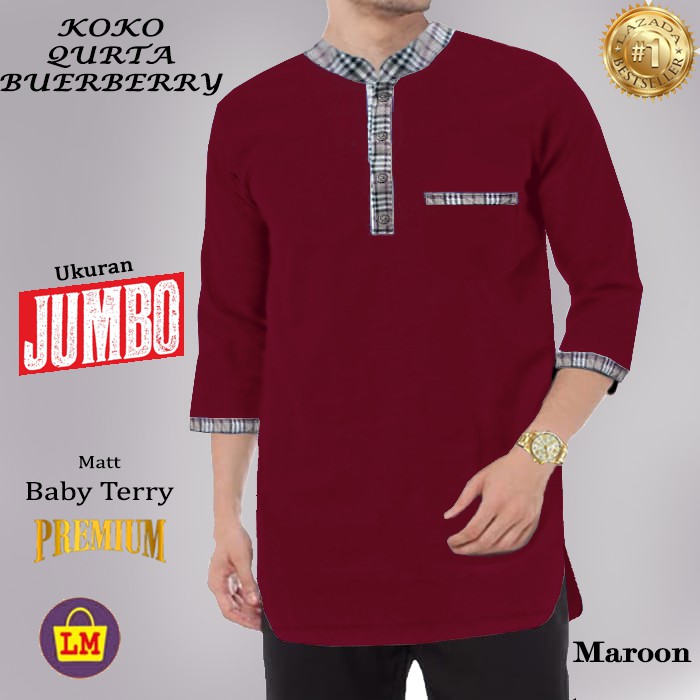 TERMURAH TERLARIS Baju Muslim Pria Koko Qurta berry Ukuran XL XXL XXXL LMS 08937 08939 08941