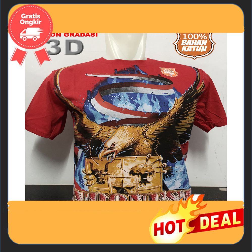 Promo Kaos Distro Kaos Baju Distro Kartun Animasi GARUDA BENDERA RED 3D Cinta Indonesia