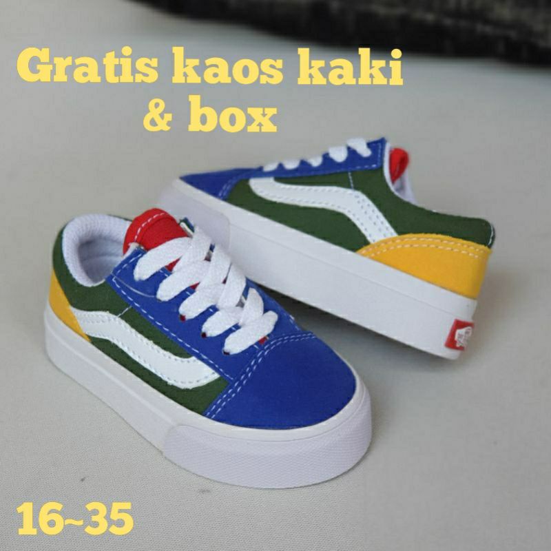 Sepatu Anak Vans Old Skool Rainbow Mario Laki Laki Perempuan Sepatu Baby Cowo Cewe Premium